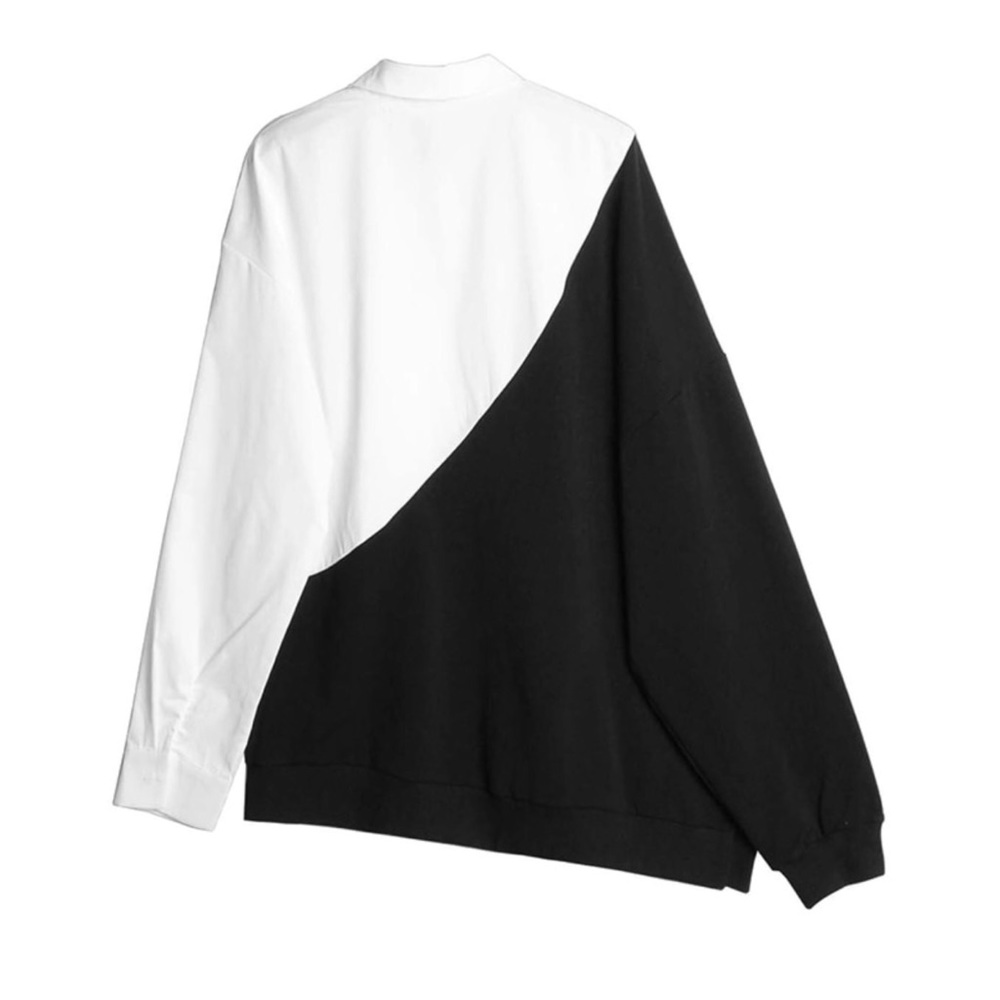 🛍 Black & White Stretch Color Block Top - Picture 5 of 6